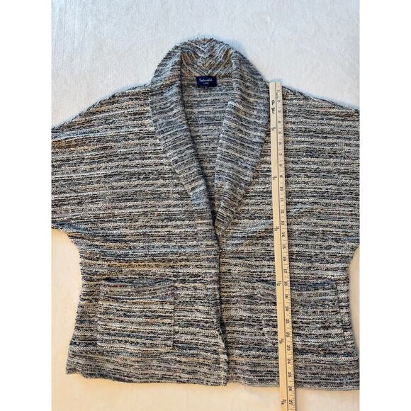 Splendid Black White Jacket Woven Boucle Kimono Wrap Open Cardi Large - Picture 7 of 10